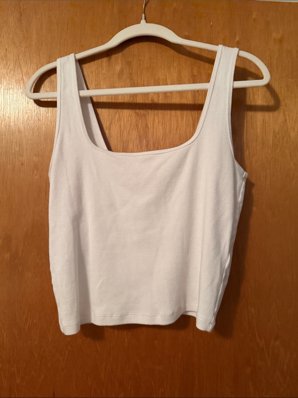 Abercrombie & Fitch White Ribbed Square-Neck Tank